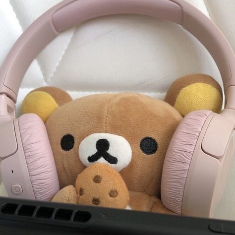 Rilakkuma Plush, A Teddy Bear, Rilakkuma, Not Mine, Headphones, Teddy Bear, Laptop