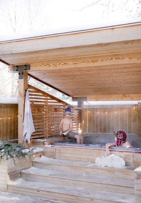 Hot Tub Deck Design, Backyard Hot Tub, Hot Tub Shelters, Hot Tub Privacy, Hot Tub Area, Hot Tub Room, Hot Tub Designs, Tub Deck, Hot Tub Patio