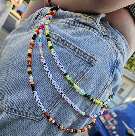 HAND MADE surprise beaded pant chains! You select 3 albums or songs and I make a surprise beaded pant chain for you! Perfect for clancy world tour! Diy Pant Chain, Pant Chains Diy, Pants Chain, Jeans Chain, Diy Pants, Pant Chains, Billings Mt, Alt Outfits, Diy Jewlery