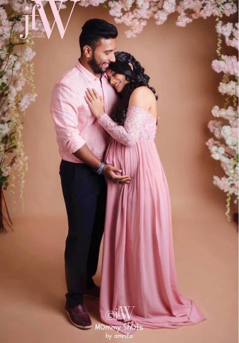 Maternity Shoot In Dress, Maternity Photography With Backdrop, Maternity Photography Poses Indian Indoor, Maternity Photo Shoot Indian, Indian Maternity Photos At Home, Maternity Gown Poses, Maternity Shoot Dresses Gowns Indian, Poses For Maternity Shoot, Couple Maternity Photoshoot Ideas