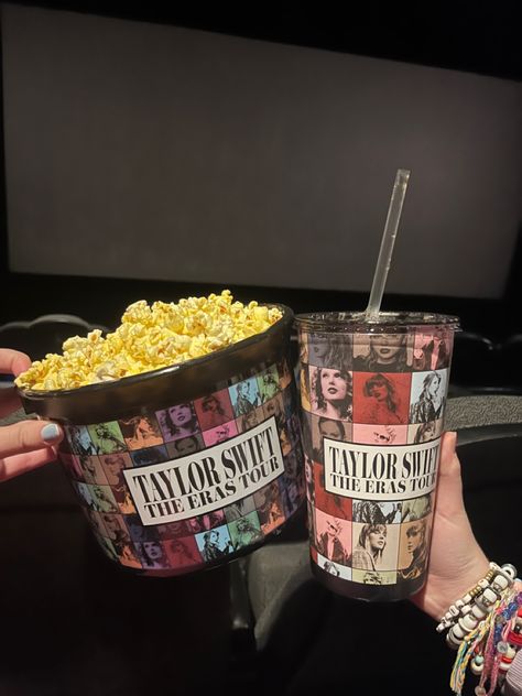 Eras Tour film Taylor Swift Popcorn Bucket Ideas, Taylor Swift Popcorn Bucket, Taylor Swift Eras Movie, Eras Tour Movie Aesthetic, Taylor Swift Eras Tour Movie, The Eras Tour Movie, Eras Tour Movie Outfits, Eras Tour Movie, Aesthetic Popcorn