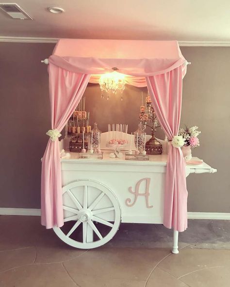 Foot prints baby shower Baby Shower Party Ideas | Photo 2 of 5 Candy Cart Decoration, Foot Prints Baby, Champagne Cart, Wedding Candy Cart, Candy Buffet Baby Shower, Sweet Cart, Candy Car, Sweet Carts, Cart Ideas