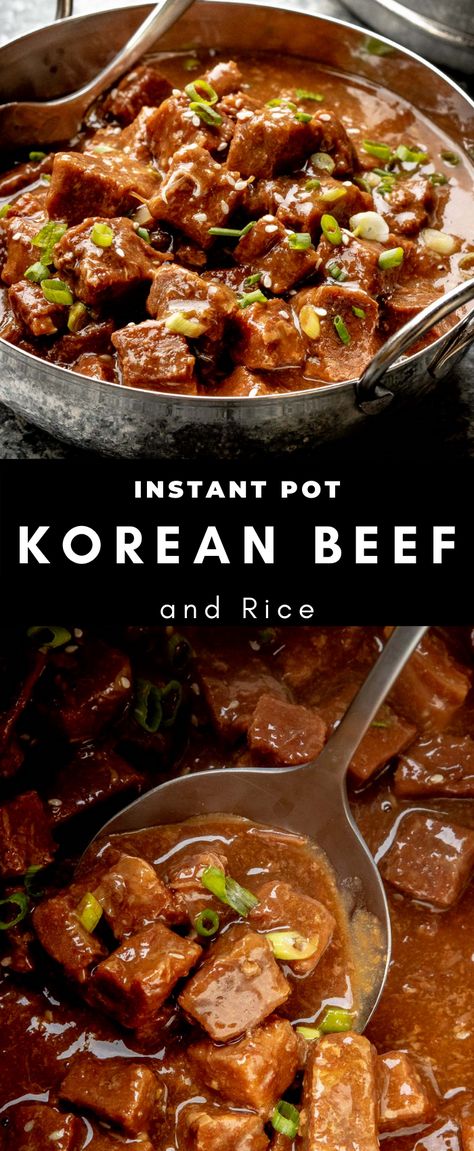 Instant Pot Korean Beef And Rice, Beef Recipes For Dinner Instant Pot, Instapot Korean Beef Recipes, Chinese Beef Instant Pot, Korean Beef With Stew Meat, Chuck Beef Instant Pot Recipes, Instapot Beef Stew Meat Recipe, Recipe With Cubed Beef, Recipes Using Stew Meat Instant Pot