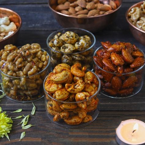 40+ Diwali Recipes (Sweets and Snacks) - Fun FOOD Frolic December Inspiration, Roasted Nuts Recipe, Diwali Sweets Recipe, Moodboard Wedding, Diwali 2024, Diwali Recipes, Diwali Snacks, Spiced Almonds, Hamper Ideas