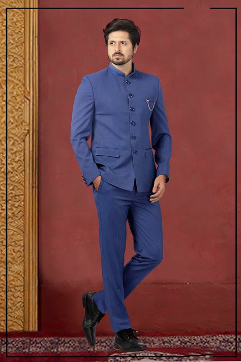 Buy Indian Traditional Ethnic Royal Blue Sherwani for Men Jodhpuri online on Etsy India. Shop for handmade, vintage and unique Mens Jackets & Coats items from desiphoshak online on Etsy Blue Sherwani For Men, Royal Blue Sherwani, Men Jodhpuri, Jodhpuri Suits, Indo Western For Men, Jodhpuri Suits For Men, Blue Sherwani, Mens Indian Wear, Plain Coats