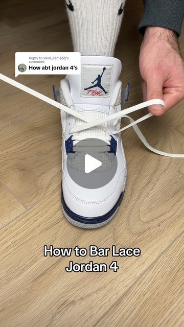 How To Lace 4s, Bar Lace Shoes How To, Lace Up Sneakers How To, Cool Way To Lace Shoes, Ways To Lace Jordans, Shoe Lace Patterns Jordans, How To Lace Jordans 4s, How To Tie Jordan 4 Laces, How To Tie Jordans Shoes