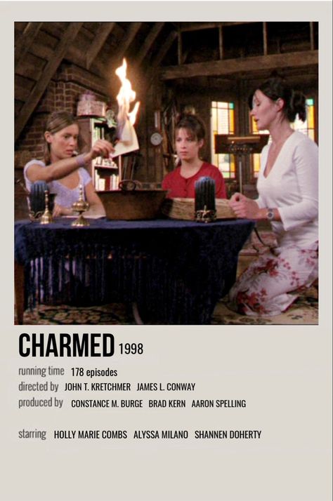 Charmed Aesthetic 90s, Charmed Tv Show Poster, Charmed Polaroid Poster, Charmed Show Aesthetic, Charmed Fan Art, Comfort Tv Shows, Charmed Aesthetic Tv Show, Tv Show Posters Aesthetic, Autumn Tv Shows