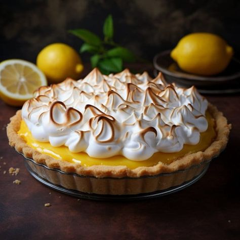 Lemon meringue pie is a classic dessert known for its bright, tangy lemon filling and billowy, toasted meringue topping. It's a beloved treat with a delightful combination of sweet and tart flavors. Lemon Marengs Pie, Frozen Strawberry Desserts, Meringue Dessert, Toasted Meringue, Tart Flavors, Meringue Topping, Meringue Desserts, Dessert Pie, Fruit Parfait