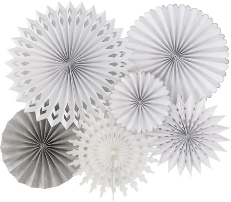 Create a winter wonderland while staying cozy inside with this Winter White Paper Fan Decorations! These tissue paper decorations come in different sizes, each solid white with different cutout designs. Winter White Party, Modern Mantle, Winter Wonderland-party, Tissue Paper Decorations, Paper Fan Decorations, Scene Style, Winter Paper, Party Fans, Winter Wonderland Baby Shower