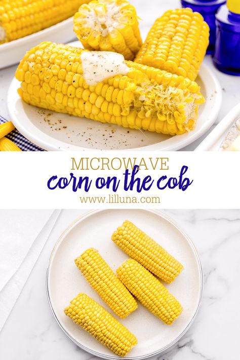 Did you know you can microwave corn on the cob? It's the quickest and easiest way to cook juicy, crispy corn on the cob. #cornonthecob #corn #microwave #easyrecipe #sidedish Corn Microwave, Microwave Corn On The Cob, Microwave Corn, Creamy Pasta Bake, Crispy Corn, How To Cook Corn, Vegetable Side Dishes Recipes, Side Dishes Recipes, Dinner Side Dishes