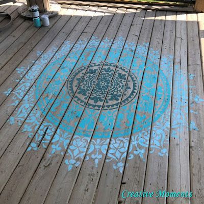 Painted Deck Floors, Outdoor Rug Porch, Stencil Rug, Cheap Wood Flooring, Painted Porch Floors, Deck Rug, Painted Wood Floors, Deck Makeover, Porch Paint