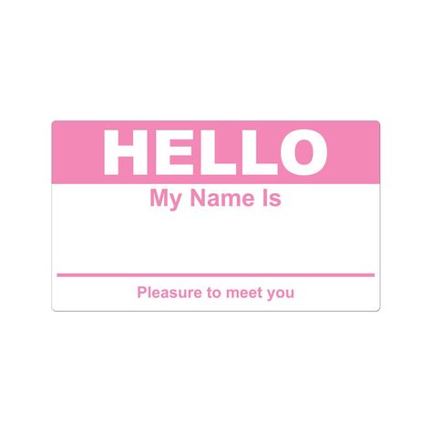 Hello My Name Is Sticker Aesthetic, Name Tag Ideas For School, Hi My Name Is Sticker, Name Tag Design Ideas, Pink Name Tag, Name Tag Png, My Name Is Name Tag, Nametag Design, Hello My Name Is Sticker