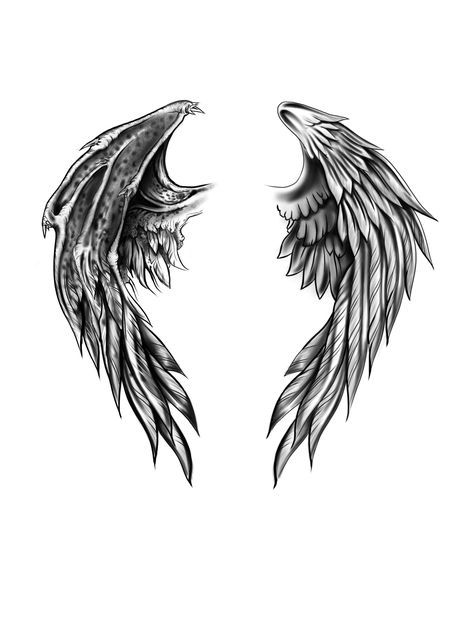 Yandex Images: search for similar images Demon And Angel Wings Tattoo, Angel Devil Wings Tattoo, Evil Angel Wings Tattoo, Demon Wing Tattoo, Angel And Devil Wings Tattoo, Angel And Demon Wings Tattoo, Demon Angel Wings, Demon Wings Tattoo, Devil Wings Tattoo