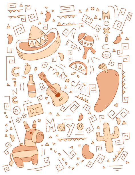 Mexican Doodles Art, Spanish Doodles, Mexican Doodles, Doodle Branding, Drawing Mexican, Mexican Drawings, Mexican Illustration, Mexican Cartoon, Whiteboard Drawings