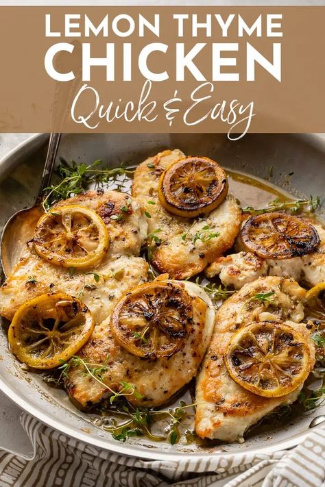 Lemon Thyme Chicken, Chicken Lombardy Recipes, Thyme Chicken, Thyme Recipes, Pane Dolce, Lemon Thyme, Herb Recipes, Quick Chicken, Cooked Chicken