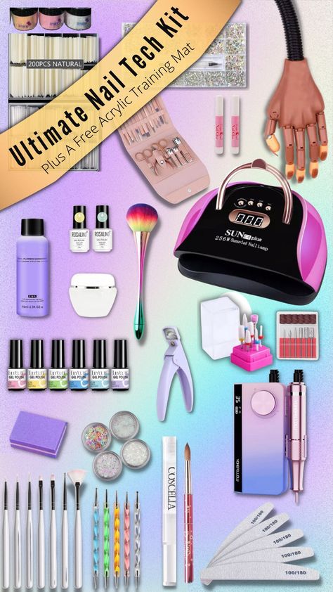 PRE-ORDER NOW (EXPECT SHIPPING FOR PRE-ORDERS TO TAKE 2-4 WEEKS MAX) Description: Are you wanting to start your own at-home nail business and save hundreds of dollars from going to the nail salon .Than this is the kit you need to start your nail career. This Kit includes everything you need to start learning and pursing your business. It includes over 20+ Mandatory items you need so you will not have to go looking for anything else after you receive this kit. You will not find everything that I Nails Material Products, Gel Nail Set At Home, Nail Tech Tools List, Nail Tools Kit, Nail Tech Kit, At Home Nail Kit, Starting A Nail Business At Home, Nail Kits For Beginners List, Nail Products Tools