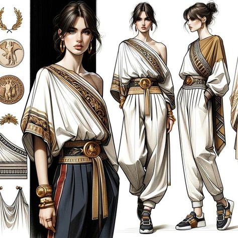 Classical Greek Clothing, Ancient Roman Inspired Fashion, Greek Inspired Clothes, Greek Clothes Ancient, Greek Outfit Women, Greek Outfit Inspiration, Ancient Greece Inspired Fashion, Greek Woman Clothing, Greek Fantasy Clothing