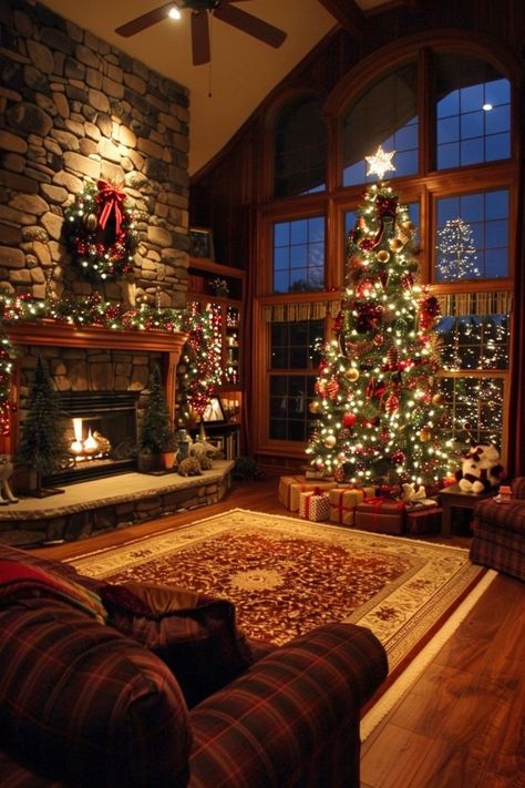 Traditional Christmas Aesthetic, Christmas Living Room Decor Ideas, Christmas Living Room Decor, Cozy Christmas Living Room, Christmas Dreaming, Christmas Living Room, Christmas Apartment, Tree Themes, Cute Christmas Wallpaper