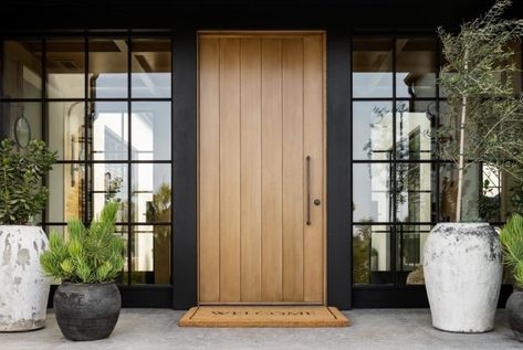 Hilltop Estate Project: Front Door & Entry - Studio McGee White Oak Front Doors, Front Door Lighting, Modern Entrance Door, Wooden Main Door, Wooden Main Door Design, Modern Entrance, Modern Front Door, Wooden Front Doors, Wood Front Doors