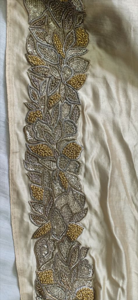 Marodi Work BORDER Crafting With Metal Sequins And Kasav Dori In Pure Raw Silk Sequins Embroidery Saree, Marodi Embroidery, Marodi Work, M Embroidery, Collection Board, Embroidery Saree, Embroidery Designs Fashion, Zari Work, Sequins Embroidery