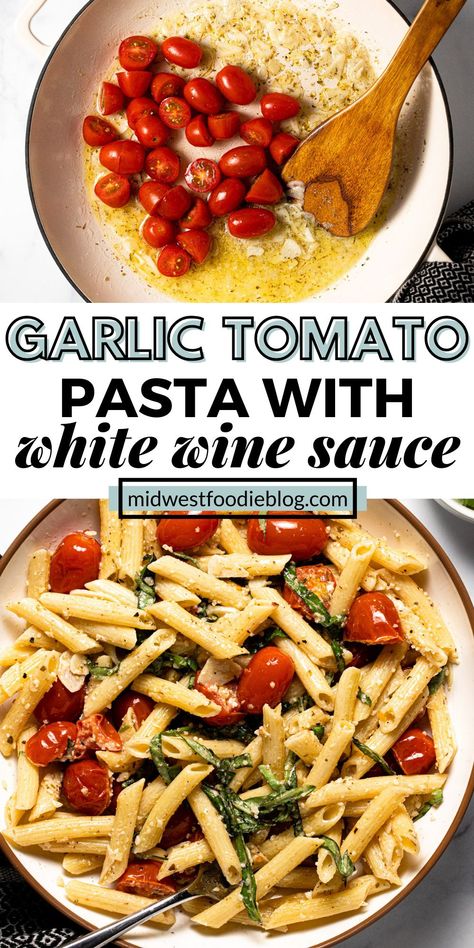 Wine Pasta Sauce, White Wine Pasta Sauce, Garlic White Wine Sauce, Pasta With Tomatoes, White Wine Cream Sauce, Light Pasta, Creamy Pasta Dishes, Best Pasta, Best Pasta Recipes