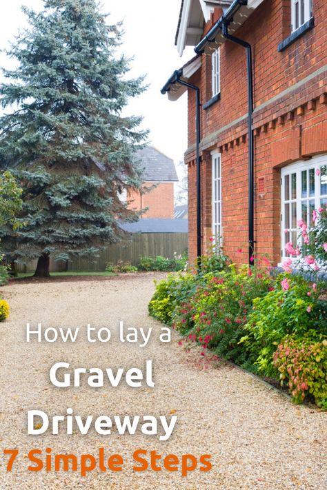 Cottage Garden Driveway, How To Gravel Driveway, Cottage Gravel Driveway, Shingle Driveway Ideas, Beautiful Gravel Driveway, Driveway On A Budget, Driveway Alternatives Cheap, Gravel Driveway Landscaping Ideas, Affordable Driveway Ideas