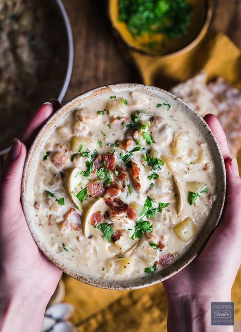 Creamy clam chowder made with meretrix frozen clams, chunky Creamy Clam Chowder, Soft Sourdough Bread, Clam Chowder Soup, Fish Biryani, Clam Chowder Recipe, Chowder Soup, Chowder Recipe, Clam Chowder, Healthy Fish