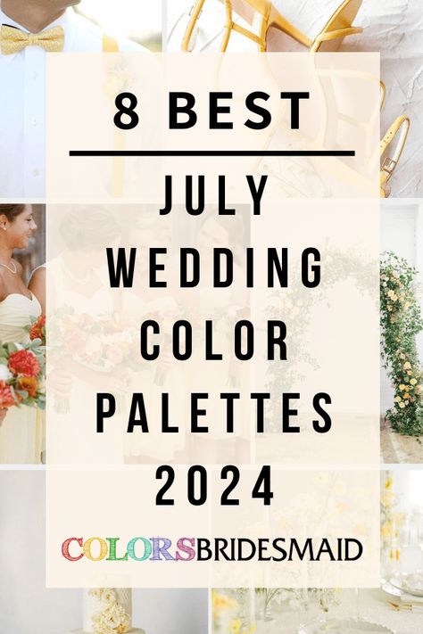 Wedding Colors For Any Season, Rustic Wedding Theme Colors Summer, July 2024 Wedding Colors, White And Blue Theme Wedding, Summer 2024 Bridesmaid Dresses, 2024 Wedding Palette, Unique Wedding Palette, Best Summer Wedding Colors, Summer Wedding Flowers July