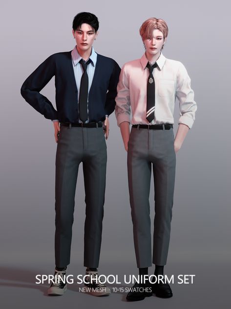 Sims 4 Men Clothing, Sims 4 Male Clothes, Sims 4 Traits, Sims 4 Anime, Spring School, Pelo Sims, Sims 4 Body Mods, Free Sims, Sims 4 Cc Folder