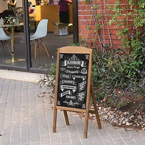 UNHO Wooden A Frame Chalkboard Sign Standing Pavement Chalkboard Easel Magnetic Chalkboard Display Stand Sandwich Board for Home Bar Countertop Cafe Restaurant Wedding: Amazon.co.uk: Office Products Standing Menu Board, Chalkboard Display, Birthday Cake Brownies, Bar Countertop, Chalkboard Stand, Chalkboard Easel, Cake Brownies, Menu Stand, Slate Board