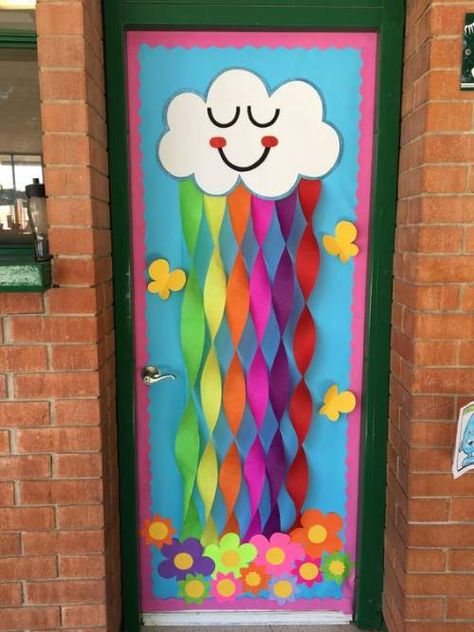 24 Easter and Spring Classroom Door Decorations that brings in a bouquet of happiness in your classroom - Hike n Dip Spring Classroom Door Decorations, Spring Classroom Decorations, Spring Classroom Door, Classroom Door Decorations, Preschool Door, Decoration Creche, Spring Door Decoration, Diy Classroom Decorations, School Door Decorations