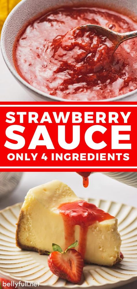 Cheesecake Strawberry Sauce, Homemade Dessert Sauces, Homemade Strawberry Sauce For Cheesecake, Strawberry Filling For Cheesecake, Cheesecake Sauce Topping, Homemade Strawberry Topping For Cheesecake, Strawberry Cheesecake Topping Recipes, Fresh Strawberry Topping For Cheesecake, Strawberry Topping For Angel Food Cake