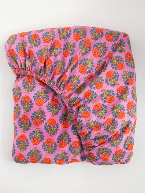 Mix & Match Printed Fitted Sheet|Pink Rose-view 1 Bright Colourful Bedding, Cute Sheets Bed, Mixed Print Bedding, Cute Sheets, Colourful Bedding, Fun Bedding, Colorful Sheets, Fun Sheets, Colorful Boho Home