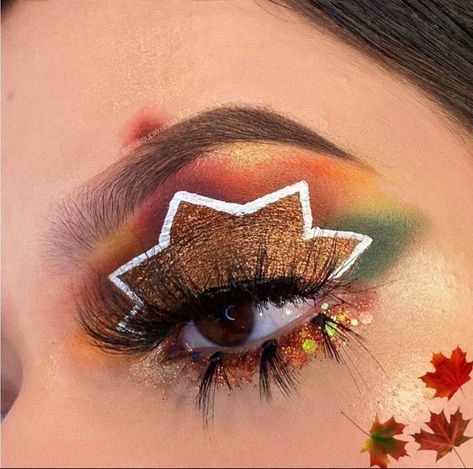 These Thanksgiving-Day Inspired Makeup Looks Will Have You Winning The Holiday 2 Thanksgiving Makeup Ideas Creative, Reverse Cat Eye, Inspired Makeup Looks, Thanksgiving Makeup Looks, Holiday Eyeshadow, Thanksgiving Makeup, Lob Haircuts, Cute Eye Makeup, Hair Color Caramel