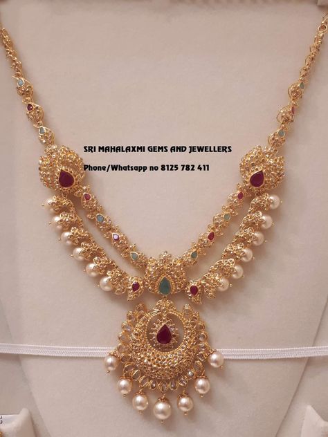 20 Grams Gold Necklace Designs Indian, Lakshmi Haram Designs Gold Latest, Lightweight Gold Necklace Indian, Short Haram Designs Gold, Gold Short Necklace Designs, 20 Grams Gold Necklace Designs, 20grams Gold Necklace Designs, Pretty Gold Necklaces, Gold Haram