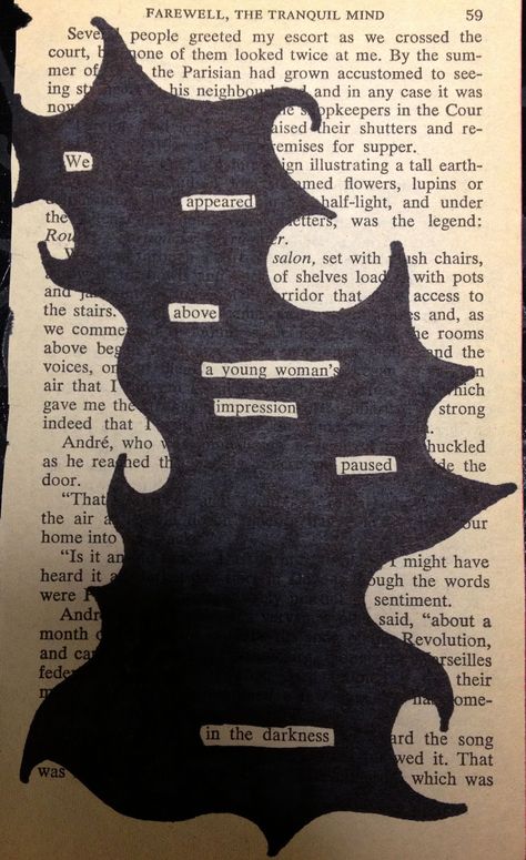 Poetry on book pages. Find words that form a mini story or poem and black out the rest. Book art, sharpie, word art Art Therapy Ideas, Art Therapy Directives, Found Poetry, Art Therapy Projects, Therapeutic Art, Blackout Poetry, Hieronymus Bosch, Art Therapy Activities, Poetry Art