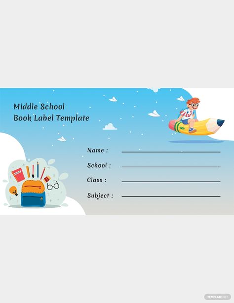 Free Middle School Book Label Template #AD, , #AFFILIATE, #School, #Middle, #Free, #Template, #Label School Stickers Labels Book, Name Slip Background For School, Book Template Aesthetic, School Book Labels, Free School Labels, Label Buku, School Stickers Labels, Certificate Layout, School Name Labels