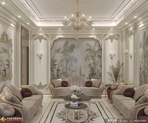 Classic Women Majlis in KSA :: Behance Classic Living Room Interior Design, Women Majlis, Classic Majlis, Classic Furniture Living Room, Villa Apartment, Royal Furniture, Table Cabinet, Classic Living Room, Carved Furniture