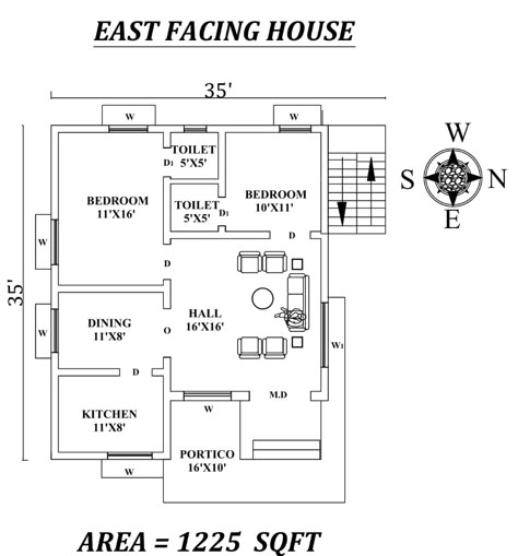 35'X35' Amazing 2bhk East facing House Plan As Per Vastu Shastra,,Autocad DWG and Pdf file details. - Cadbull 3bhk House Plan With Pooja Room, Vastu Plan, East Facing House Plan, 40x60 House Plans, House Vastu, West Facing House, North Facing House, 20x40 House Plans, 30x40 House Plans