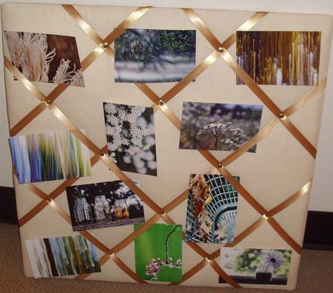 Creating a Picture Ribbon Board (O'Connor): 33 Steps Display Greeting Cards, Ribbon Board, Photo Display Board, Ribbon Boards, Homemade Pictures, Frame Ribbon, Diy Photo Display, Greeting Card Display, Ribbon Display