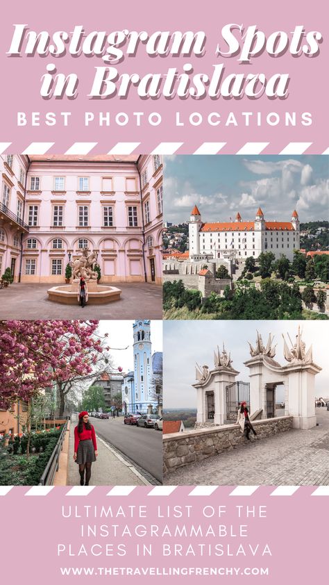 Bratislava is full of charm and offers many surprising cute and hidden gems. Here are the best Instagram spots in Bratislava! Backpacking Europe, Bratislava Instagram Spots, Bratislava Aesthetic, Slovakia Bratislava, Slovakia Travel, Visit Prague, Bratislava Slovakia, Panoramic Photo, Instagrammable Places