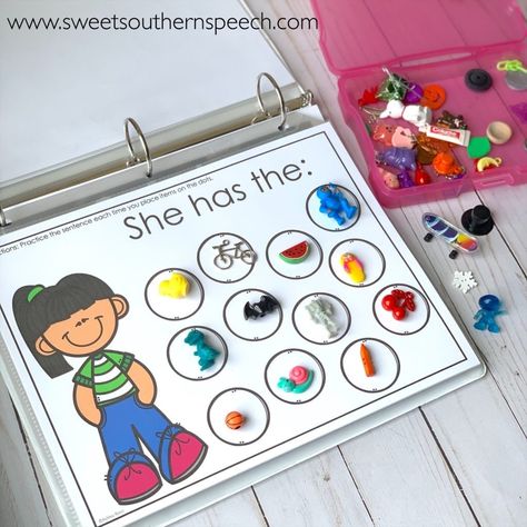 Speech Therapy Activities for Pronouns & How to Teach Pronouns in Speech Therapy - Sweet Southern Speech Pronouns Speech Therapy, Speech Therapy Thanksgiving, Teaching Pronouns, Early Intervention Speech Therapy, Preschool Speech Therapy, Therapy Techniques, Preschool Language, School Speech Therapy, Language Therapy Activities