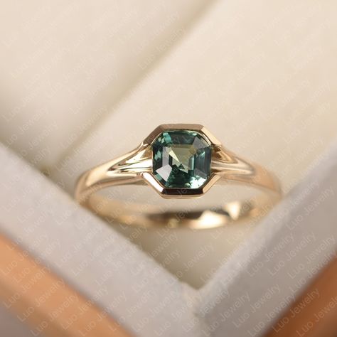 Solitaire Wedding Ring, Green Sapphire Engagement, Green Sapphire Engagement Ring, Green Sapphire Ring, Cute Engagement Rings, Teal Sapphire, Sapphire Solitaire, Wedding Rings Solitaire, Ringe Gold