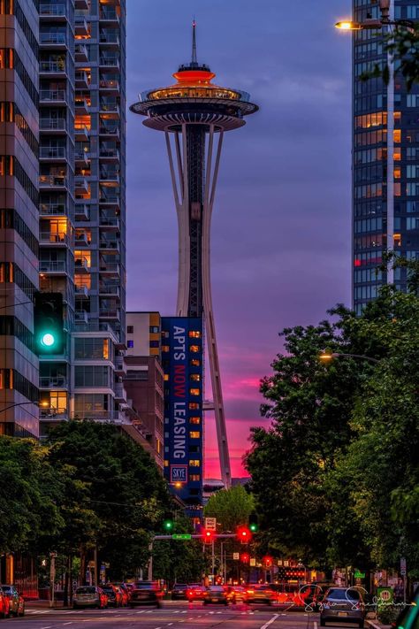 One last look at the “Galaxy Gold” on Space Needle. I am really glad I went out to shoot the sunset last night, as today they repainted the Needle to Astronaut White. Photo of what it looks like today in the comments. I will miss this gold/orange for sure, how about you? University Of Washington Seattle Aesthetic, Space Needle Photo Ideas, Seattle Background, Seattle Aesthetic Wallpaper, University Of Washington Aesthetic, Seattle Washington Aesthetic, Seattle At Night, Seattle Wallpaper, Seattle Aesthetic