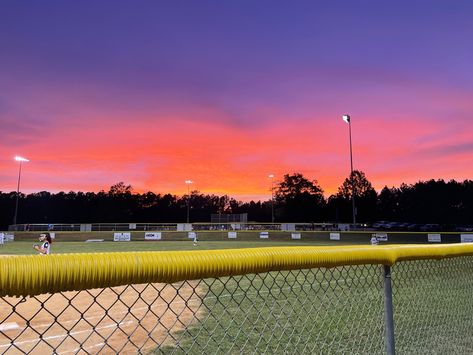 Sunset Over Softball Field, Softball Field Aesthetic, Marin Core, Softball Aesthetic, Baseball Things, Softball Field, Vision Bored, Softball Life, Softball Pictures