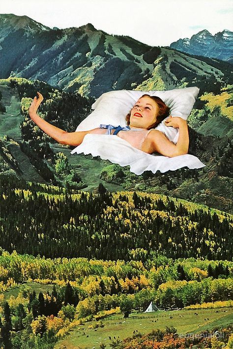 -MUST- Rising Mountain art print by eugenialoli Foto Muro Collage, Konst Designs, Art Du Collage, Collage Kunst, Mountain Art Print, Surreal Collage, Vintage Pop, Vintage Collage, Mountain Art