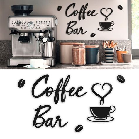 Coffee Station Ideas Countertop, Wooden Coffee Bar, Coffee Bar Cart, Coffee/wine Bar, Coffee Lounge, Coffee Bar Station, Coffee Bar Ideas, Diy Coffee Bar, Wall Art Coffee