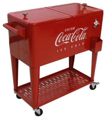 Leigh Country 80 qt. Coca-Cola Embossed Ice Cold Cooler, CP 98126 Coca Cola Cooler, Wooden Cooler, Retro Cooler, Vintage Wooden Crates, Patio Cooler, Coca Cola Drink, Red Towels, Beverage Tub, Red Bar