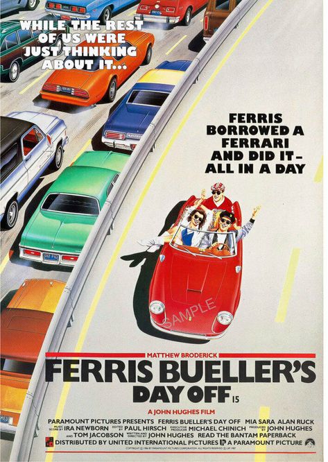 Vintage Movie Poster Ferris Bueller's Day Off Film Advertising Artwork A3 A4 | eBay Ferris Bueller's Day Off, Day Off, Movie Poster