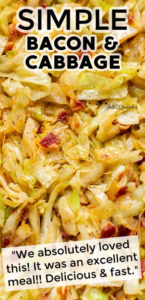 Fried Cabbage And Bacon, Bacon And Cabbage, Cooked Cabbage Recipes, Morning Challenge, Fried Cabbage With Bacon, Cabbage Recipes Southern, Easy Cabbage Recipes, Creamed Cabbage, Cabbage With Bacon